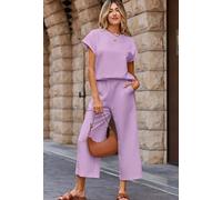 Completo Donna Rosa Chiaro Con T-Shirt E Pantaloni Estivi Comodi CF48238