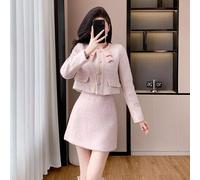 Completo Donna Rosa Giacca E Gonna Coordinata Elegante Stile Bon Ton CF64034