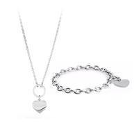 COMPLETO DONNA SAGAPO COLLANA SHAC1 + BRACCIALE SHAC2 IN ACCIAIO CON CUORE
