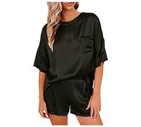 Completo Donna Secret Reggiseno Trasparente Sexy Imitazione Pantaloncini Vestiti A Maniche Corte per La Casa delle Donne Abito di Solido Pigiama Donna Seducente Aperto Sexyvestito Black M