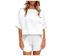 Completo Donna Secret Reggiseno Trasparente Sexy Imitazione Pantaloncini Vestiti A Maniche Corte per La Casa delle Donne Abito di Solido Pigiama Donna Seducente Aperto Sexyvestito White XL