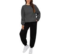Completo Donna Sportivo Invernale Larghe Tuta 2 Pezzi Pullover Felpa Senza Cappuccio E Jogging Pantaloni Set Coordinati Abbigliamento Morbida Curvy Completino Da Casa Tute Palestra Fitness Sportivo