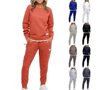Completo Donna Sportivo Leggero Larghe Tuta 2 Pezzi Pullover Felpa Senza Cappuccio E Jogging Pantaloni Set Coordinati Abbigliamento Casual Curvy Completino Da Casa Tute Solido Palestra Fitness