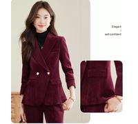 Completo Donna Vino Rosso Giacca Doppiopetto Elegante E Pantalone Chic CF52178