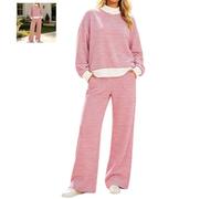 Completo due pezzi a righe, ampio e casual, composto da maglia a maniche lu | Jumpsuit Elegante Bianca Elegante Premaman Calde Pezzi Cuore Polvere Poule Laurea Microfibra Spezzata Monopezzi