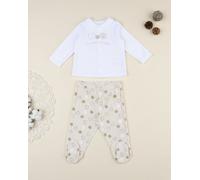 Completo due pezzi bimbo bianco/beige orsetti