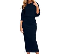 Completo due pezzi composto da abito midi e top in maglia elegante con gonn | Tuta Da Casa Signora Sportive Tempo Rosa Bianche Carta Argento Chiaro Classica Microfibra Freddo Skinny