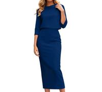 Completo due pezzi composto da abito midi e top in maglia elegante con gonn | Tuta Da Casa Signora Sportive Tempo Rosa Bianche Carta Argento Chiaro Classica Microfibra Freddo Skinny