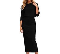 Completo due pezzi composto da abito midi e top in maglia elegante con gonn | Tuta Da Casa Signora Sportive Tempo Rosa Bianche Carta Argento Chiaro Classica Microfibra Freddo Skinny