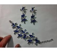 completo elegante bracciale e orecchini swarovsky cobalto bracelet earrings