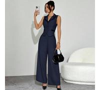 Completo elegante da donna con gilet e pantaloni con bordi a contrasto, adatto per l'ufficio, il ritorno a scuola, come outfit da insegnante, come abito da invitata a un matrimonio elegante, per uno s