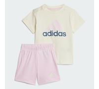 adidas Unisex - Bimbi 0-24 Essentials Organic Cotton Tee and Shorts Set, ivory/clear pink, 12-18 Months