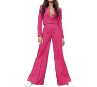 Completo Estivo da Donna 2 Pezzi Risvolto, Completo da Ufficio, A Maniche Lunghe, con Bottoni, Giacca Formale, Completo di Pantaloni Giacca Abbigliamento per Business e Matrimoni Tute Eleganti