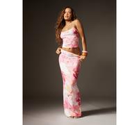 Completo estivo da donna composto da top a canottiera con stampa floreale ad acquerello e gonna lunga a vita alta, set coordinato per vacanze al mare L,M,S,XL,XS,XXL,XXS,XXXL,XXXXLFlorealeTessuto in m