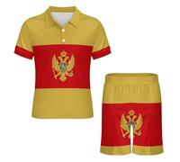 Completo Estivo da Uomo con Polo E Pantaloncini con Stampa della Bandiera del Montenegro Idea Regalo Abbigliamento Sportivo Casual alla Moda
