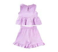 Completo estivo per neonata, top peplo senza maniche e pantaloncini larghi, set da 2 pezzi (viola, 12-18 mesi)
