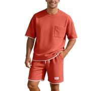 Completo Estivo Uomo Elegante, Completo Maglia Due Pezzi Estivo Leggero Maniche Corte Casual per Calde Giornate