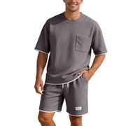 Completo Estivo Uomo Elegante, Completo Maglia Due Pezzi Estivo Leggero Maniche Corte Casual per Calde Giornate