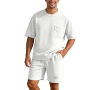 Completo Estivo Uomo Elegante, Completo Maglia Due Pezzi Estivo Leggero Maniche Corte Casual per Calde Giornate
