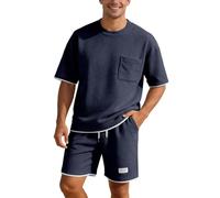Completo Estivo Uomo Elegante, Completo Maglia Due Pezzi Estivo Leggero Maniche Corte Casual per Calde Giornate