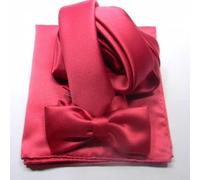 COMPLETO FUXIA PAPILLON CRAVATTA SLIM4 E FAZZOLETTO DA TASCA SKINNY TIE POCHETTE