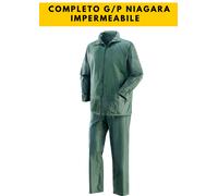 Completo giacca e pantalone Antipioggia, spalmato intern. in PVC, Impermeabile