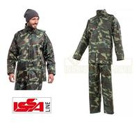 COMPLETO GIACCA E PANTANOLE IMPERMEABILE MIMETICO MILITARE CACCIA PESCA TREKKING