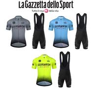 COMPLETO GIRO D'ITALIA GAZZETTA SPORT GIACCA SALOPETTE CICLISMO BICI CORSA XL L