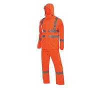 Completo impermeabile e pantaloni riflettenti leggeri, abbigliamento invernale di sicurezza caldo for uomo e donna, giacca impermeabile ad alta visibilità(Oranje,Large)