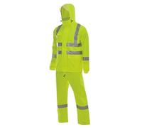 Completo impermeabile e pantaloni riflettenti leggeri, abbigliamento invernale di sicurezza caldo for uomo e donna, giacca impermeabile ad alta visibilità(Geel,Large)