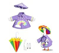 Completo impermeabile per statue d'oca da 58 cm, con cappello e ombrello, realizzato in tessuto di poliestere per una lunga durata della stagione all'aperto (viola)