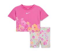 Completo in 2 pezzi con shorts da ciclista stampati Nike Flow-Ral - Bebè (12-24 mesi) - Grigio 12M