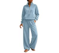 Completo in morbido pile: comodo top girocollo oversize e pantaloni a gamba | Completo Giacca E Minigonna Forti Complete Estivo Aderenti Turchese Cravatta White Corpetto Pantapalazzo Over Dritto
