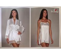 Completo Intimo Notte Sposa La Birba Elegante Donna Vestaglia Sottoveste In Raso