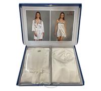 Completo Intimo Notte Sposa La Birba Elegante Donna Vestaglia Sottoveste In Raso