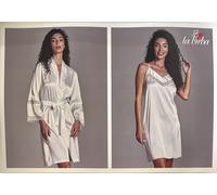Completo Intimo Notte Sposa La Birba Elegante Donna Vestaglia Sottoveste In Raso