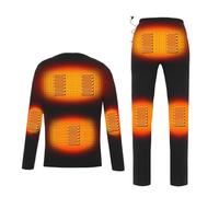 Completo Intimo Termico Riscaldato Elettricamente per Uomo, Strato di Base Riscaldato Lavabile da Uomo, Abbigliamento Termico Invernale con 9 Zone di Riscaldamento,L