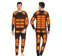 Completo Intimo Termico Riscaldato per Uomo e Donna, Pantaloni e Maglia Riscaldati da Uomo con Ricarica USB, Abbigliamento Termico Invernale con 42 Zone di Riscaldamento,Men,L