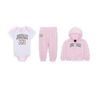 Completo Jordan in 3 pezzi con maglia 23 e felpa con cappuccio e zip a tutta lunghezza - Bebè (6-12 mesi) - Rosa 24M