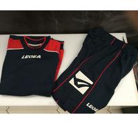 Completo Kit Allenamento Legea Calcio Manica Lunga Felpa + Bermuda Blu Rosso