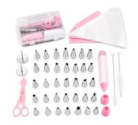 Completo Kit Ugelli Glassa Acciaio Inox per Decorare Torte, Include Sacche Riutilizzabili e Monouso, Attacchi, Raschietti Torte, Spazzola Pulizia, Chiodo Fiori (Silver,56 PCS)