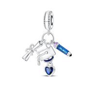Completo Laurea tre Pezzi Ciondolo Set Fascino, Argento Placcato Fascino Braccialetto Accessorio, Compatibile con Braccialetto Pandora Neckalce, Regalo per le Donne