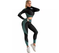 Completo Leggings e Top - Nero / Verde / L