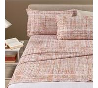 Completo Lenzuola 1 Piazza E Mezza Caleffi Candy Flanella Corallo