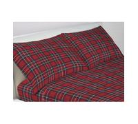 COMPLETO LENZUOLA 100% COTONE KILT SCOZZESE ROSSO MATRIMONIALE MADE IN ITALY