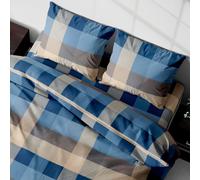 COMPLETO LENZUOLA 100% COTONE SCOZZESE BLU PIAZZA MEZZA MADE IN ITALY