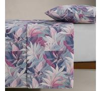Completo Lenzuola 100% Percalle LEDA Foliage malva matrimoniale