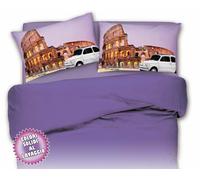 COMPLETO LENZUOLA 500 COLOSSEO ROMA VIOLA 100% cotone