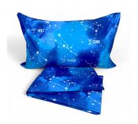 Completo Lenzuola Blu - Segni Zodiacali Mistici - Cotone 100% Made in Italy - Qu