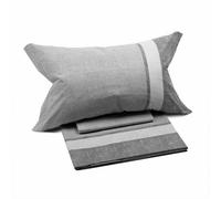 COMPLETO LENZUOLA CALEFFI 2 PIAZZE/MATRIMONIALE GRIGIO 100% COTONE
